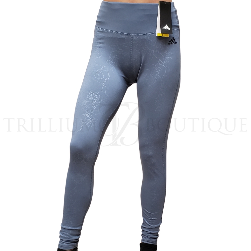 Adidas Climalite Women's Embossed Cold Weather Tights Blue NWT! - Picture 2 of 8